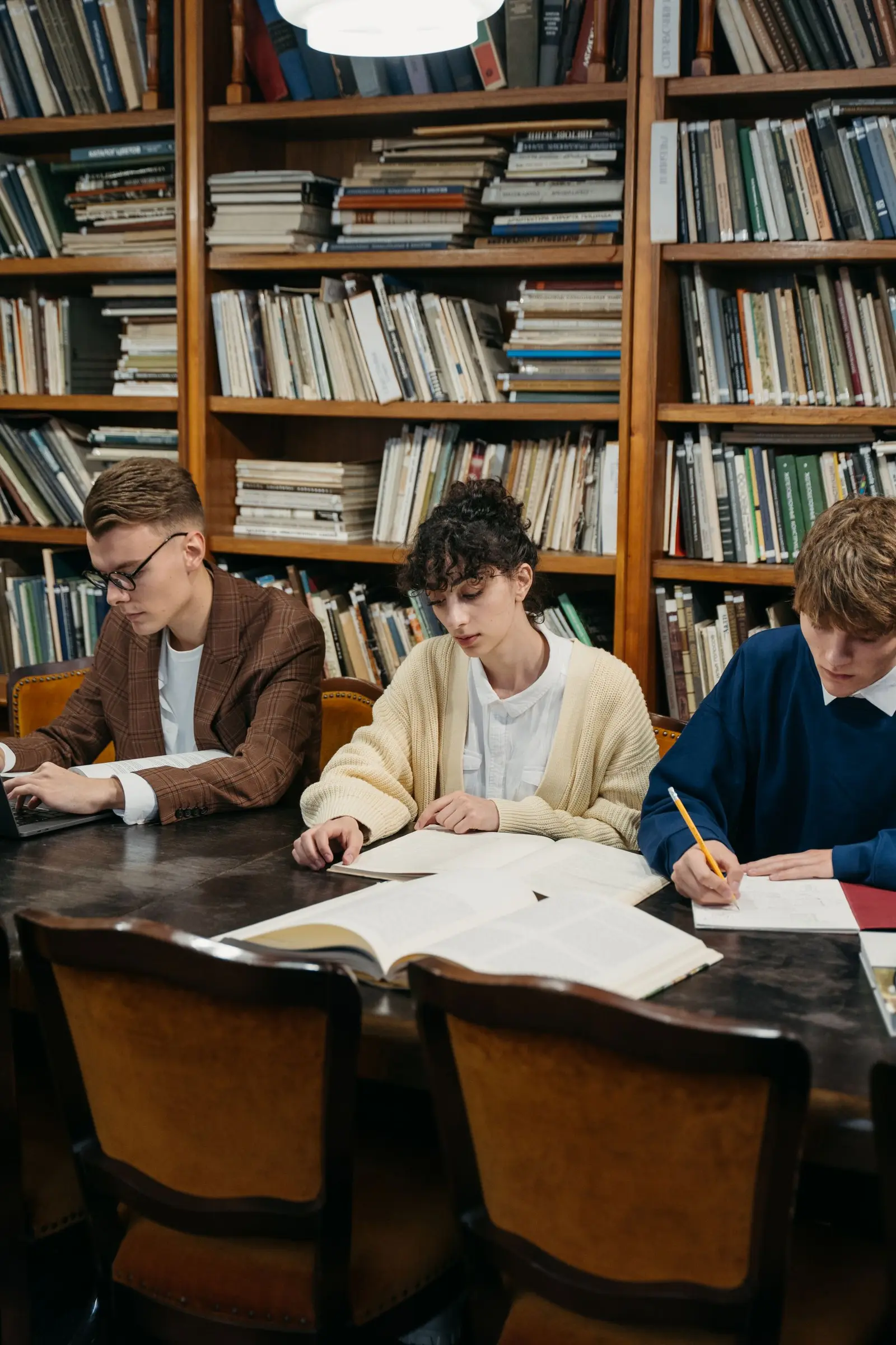 Students studying in a university library